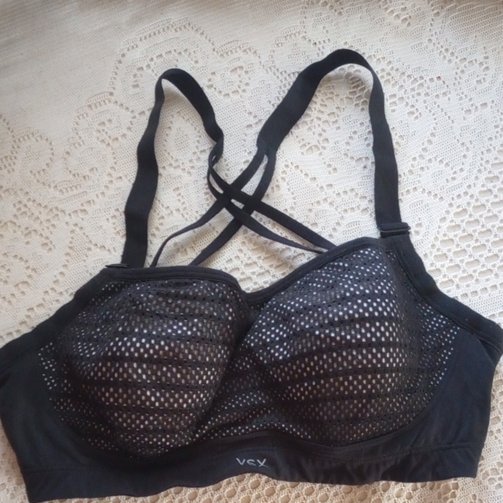 Black Strappy Mesh Sports Bra